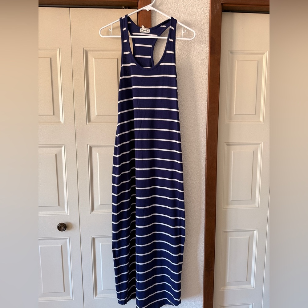 Kirra Navy and White Striped Maxi Dress